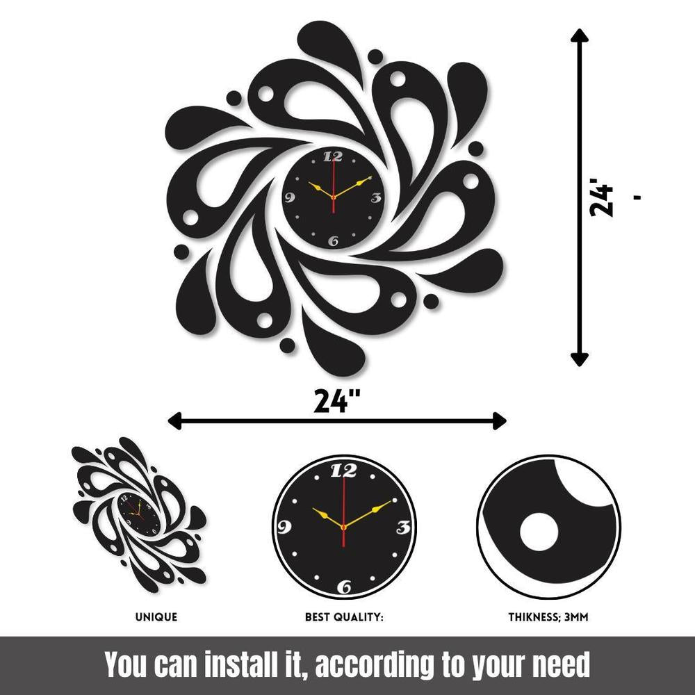 Modern Black Drop-Shaped Wall clock 24*24"